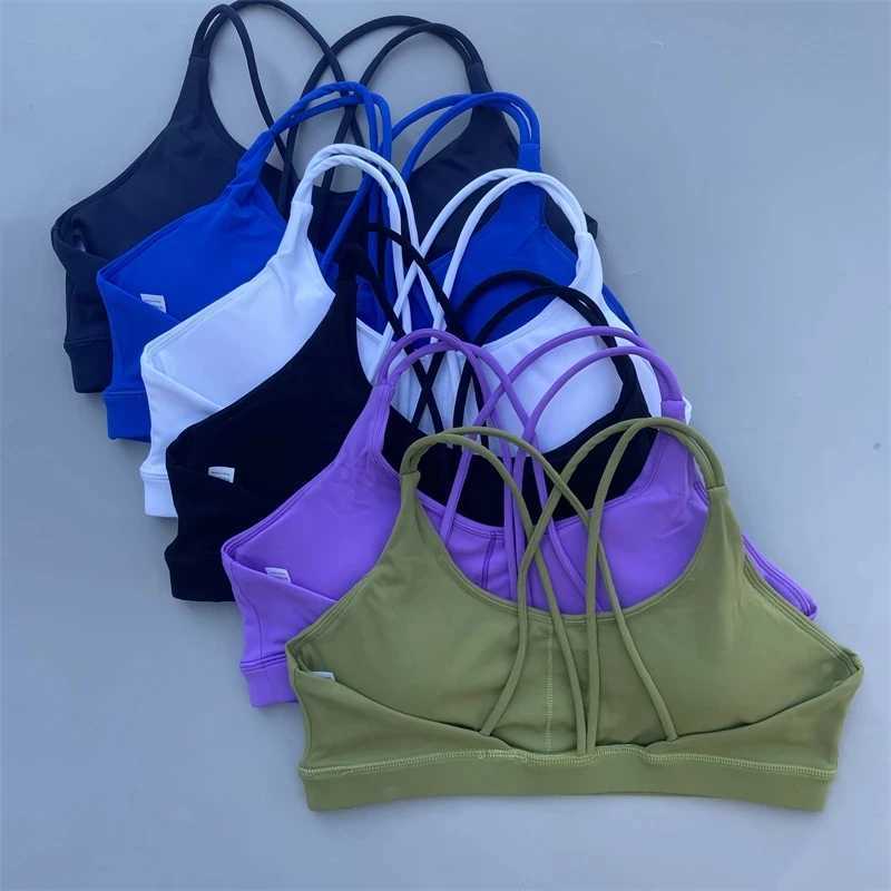 Solid color soft high-strength womens fitness bra tight sports top comprehensive training gym yoga bra tight chest padW250411