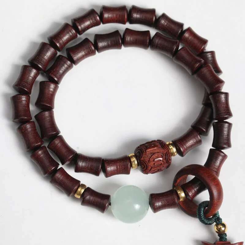 Small Leaf Rosewood 7X9 Section Beads Double Circle Bracelet Running Ring Ingot Pendant