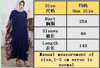 Dubai Saudi Muslim Women's Skirt Arab floral loose robe plus size women's dress