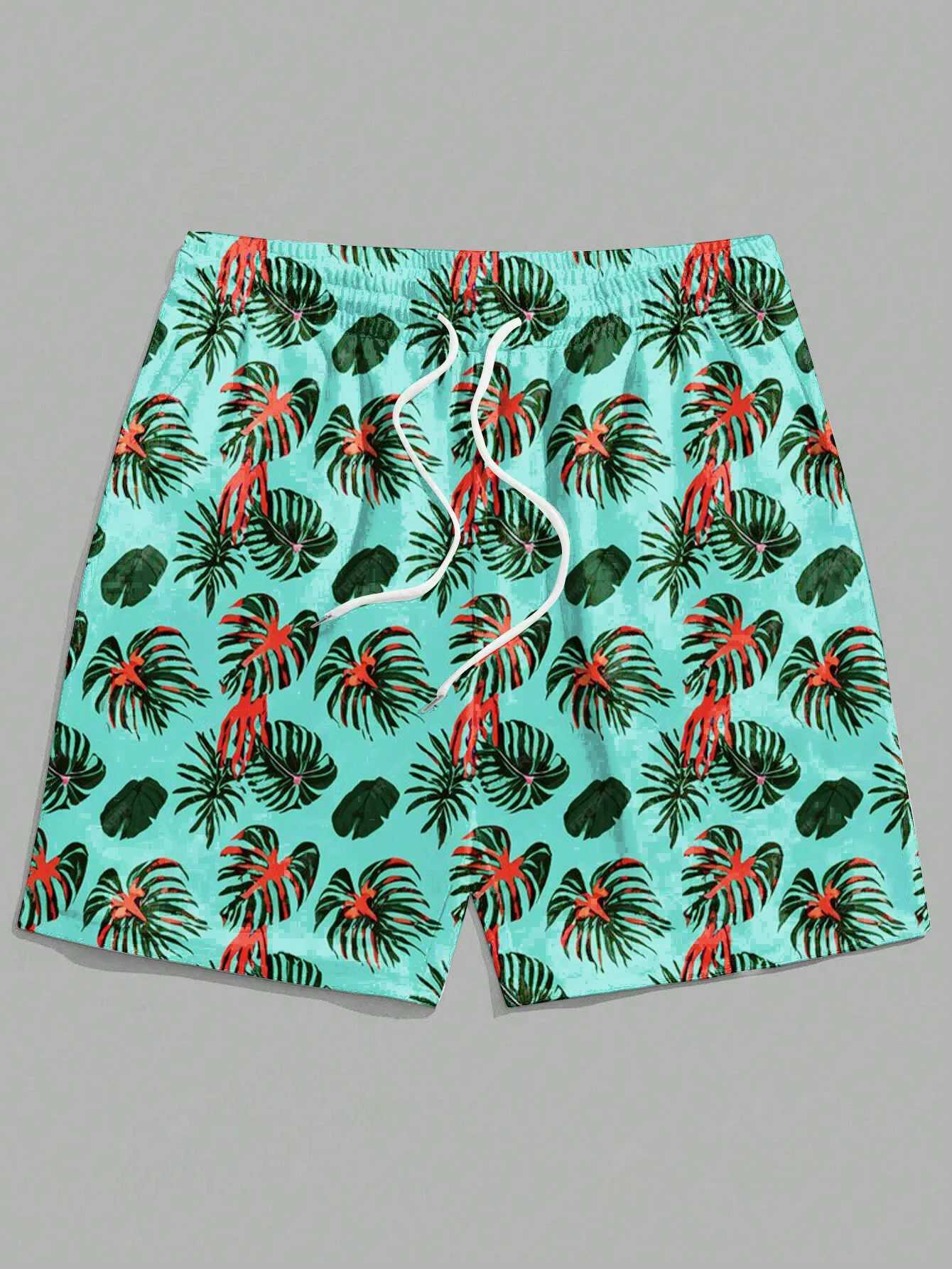 Mens Hawaiian Swimming Relay 3D Hawaiian Plant Pattern Beach Shorts Quick Drying Outdoor Leisure Sports Shorts Fashion Mens ShortsW250410