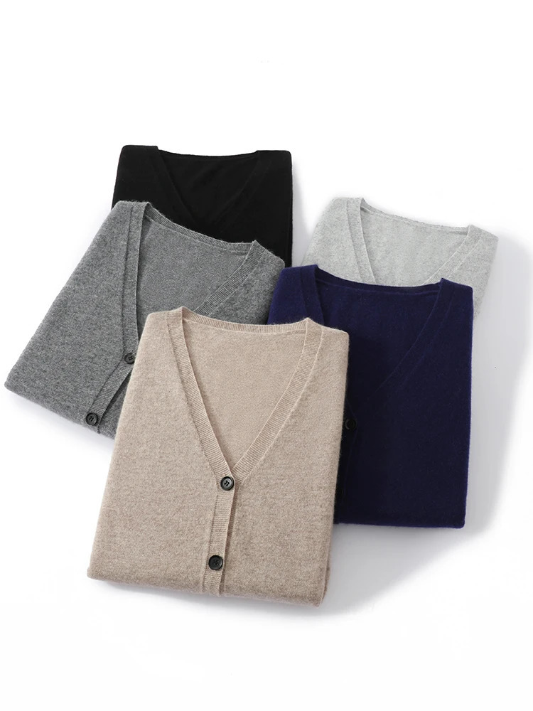 ANGEL 100 Goat Cashmere Mens Cardigan Autumn Winter Sweater Casual Business VNeck Shirt Fashion Warm Long Sleeve Clothing Top 251030