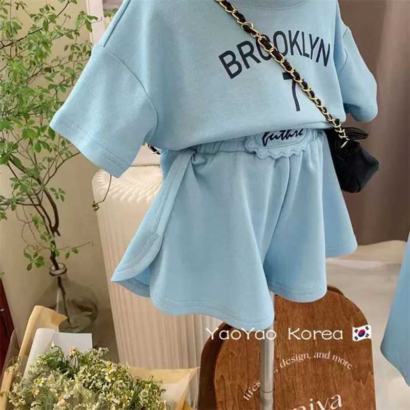 Childrens Girls Summer Set Fashion Summer Latest Childrens Short sleeved T-shirt Two piece Baby Clothing Childrens ClothingXJ250410