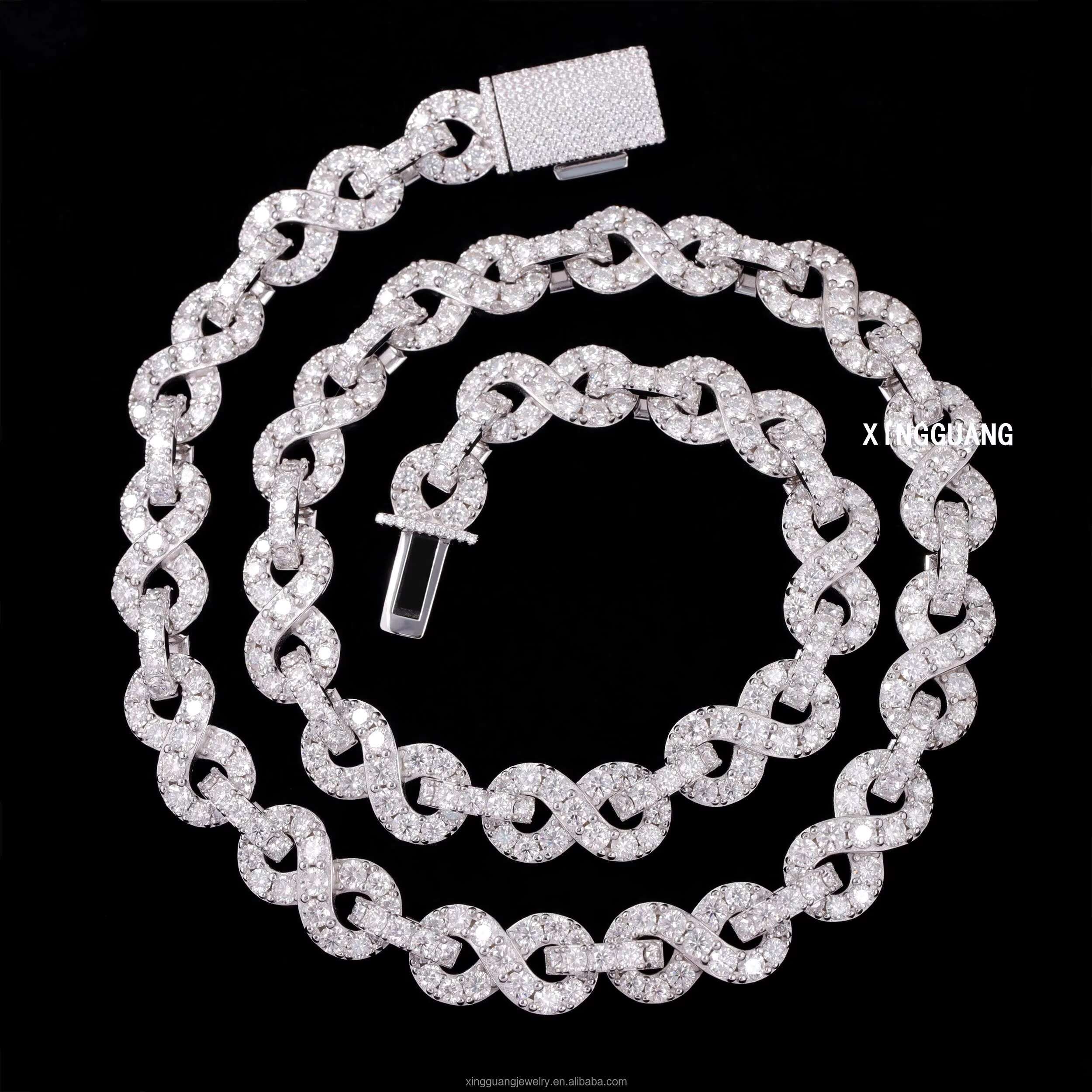 NEW Fashion 18k Gold Plated 13mm Hip Hop VVS Moissanite Diamond 925 Sterling Silver Cuban Link Chain Come with GRA Certificate