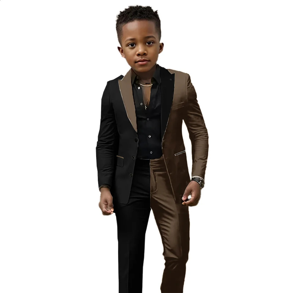 Suit for Boys Wedding Tuxedo 2-piece Kids Blazer Colorblock Suit 2-16 years old Custom Outfit 250410