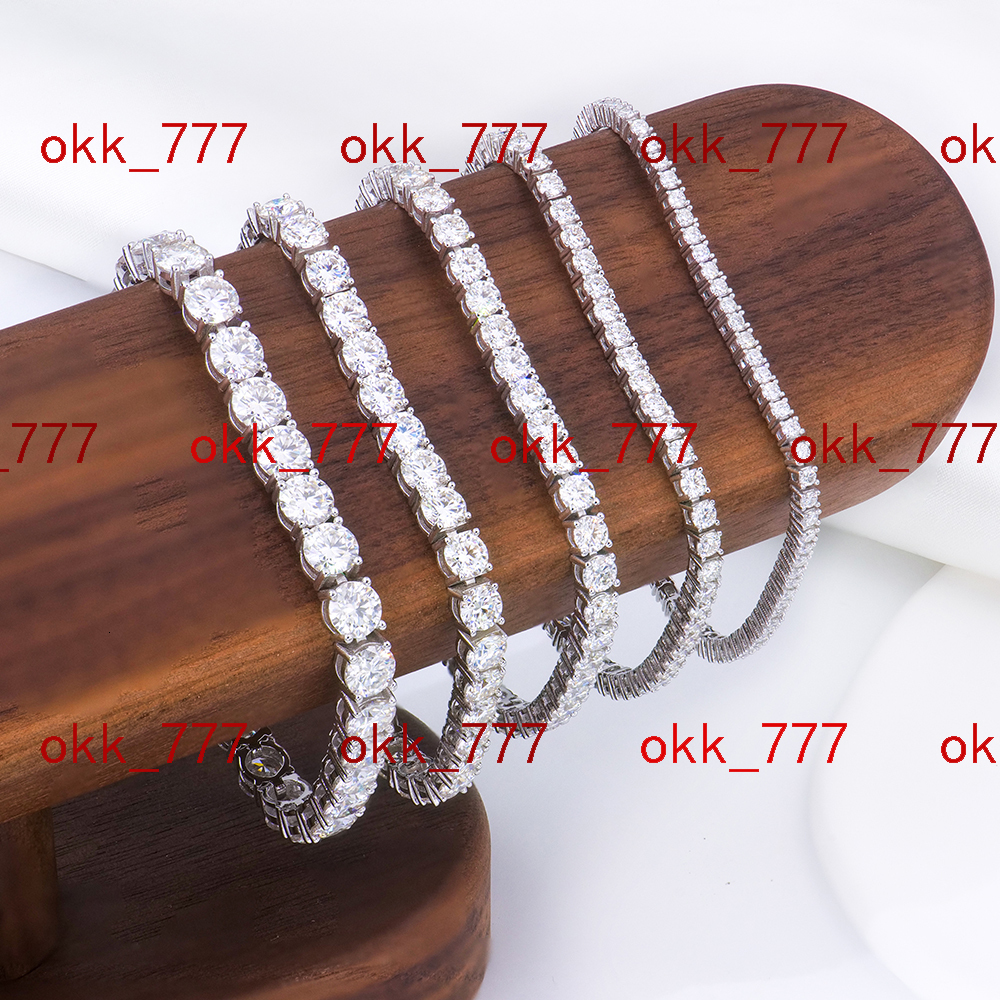 Hip Hop 2-6mm 925 Sterling Silver GRA VVS Ice Tennis Bracelet Mossanite Moissanite Diamond Jewelry for Men and Women Gift