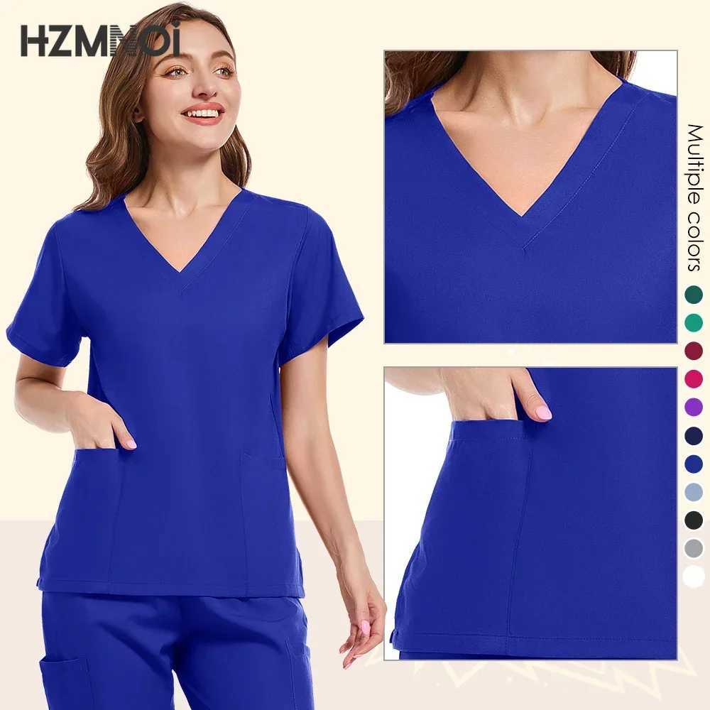 HZMNOI Scrub Hospital Uniform Medical Top Pants Nurse Uniform High Fashion Uniforms Nursing Scrubs Set Hot Sell Surgical Gowns X250410