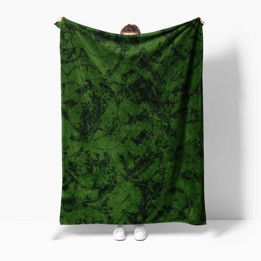 Dark Green Plaid Fleece Blanket Soft Throw Blanket for Sofa Bed Room Decoration Gift C251111