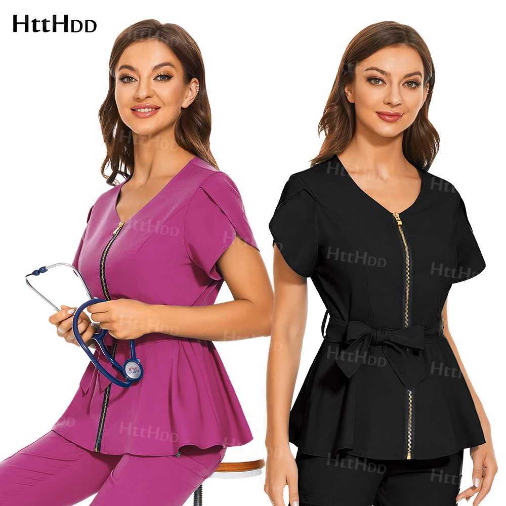 Beauty Spa Uniforms Fashionable Short Slved Shirt High Quty Medical Scrubs Women Veterinary Uniform Top Soft Nursing Jacket X2505281