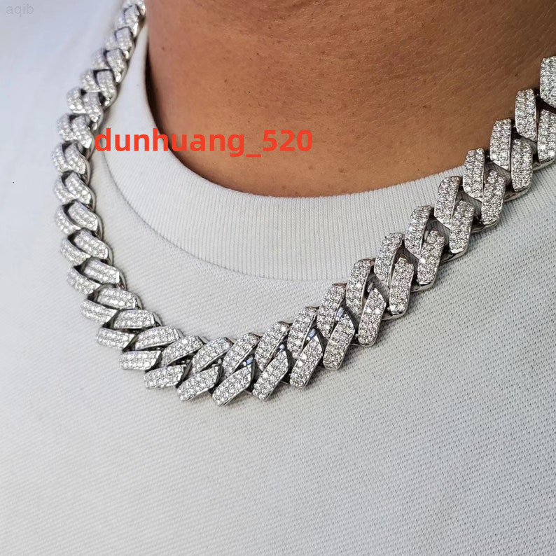 Aaa Gems Mens Hip Pop Jewelry 10mm 925 Sterling Silver Iced Out Vvs Moissanite Monaco Cuban Link Chain Necklace