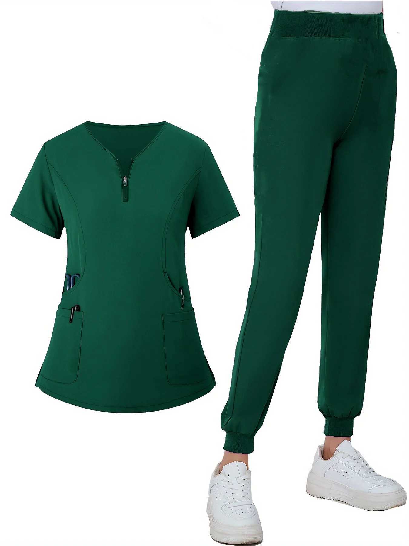 Hot selling hospital uniform thread medical washer nurse soft short Slve washer set womens washer uniform set X2504101