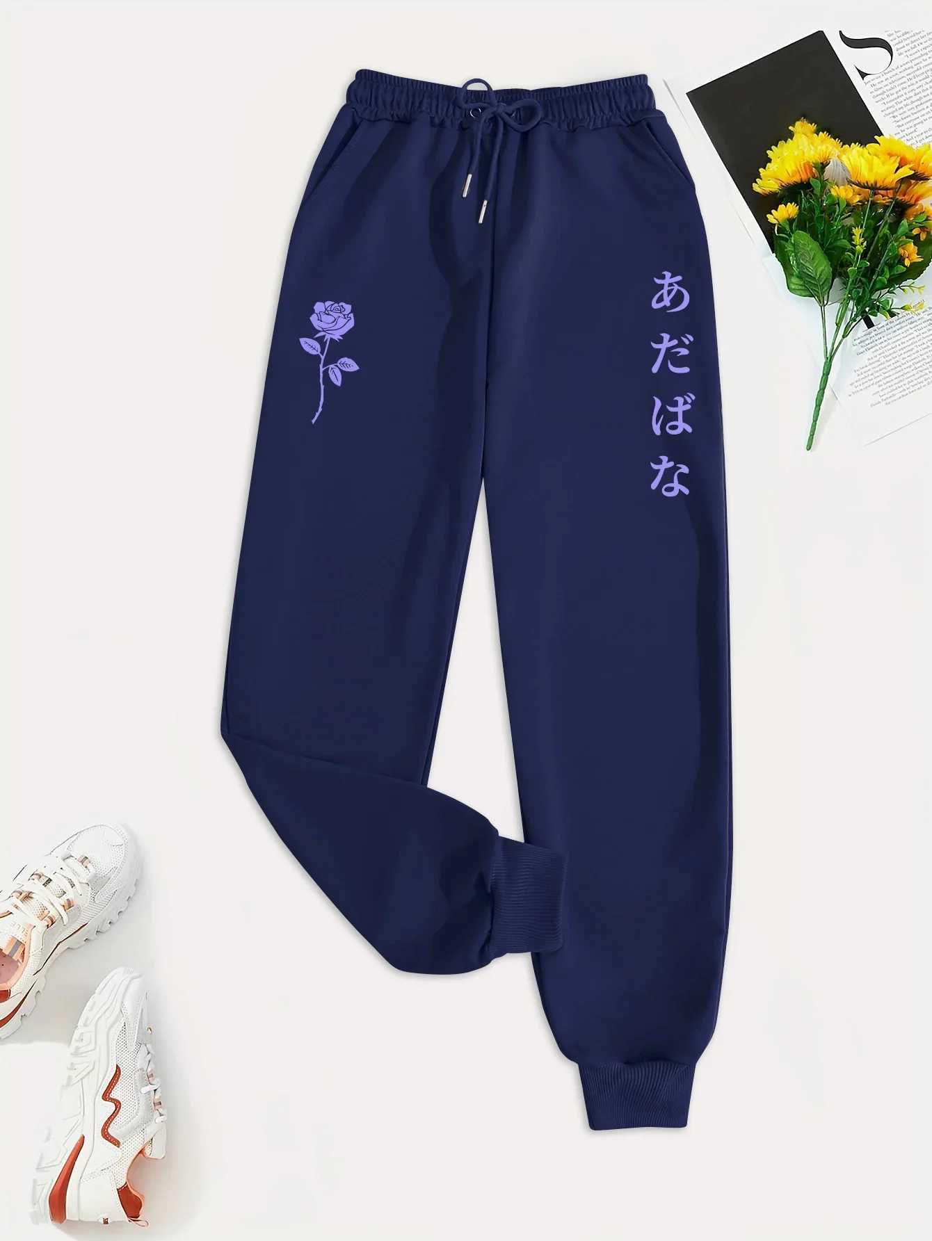 floral print casual edition womens pants fashion trend hip-hop Trouser with DrAWstring Pockets Sweatpants FemaleXJ250410