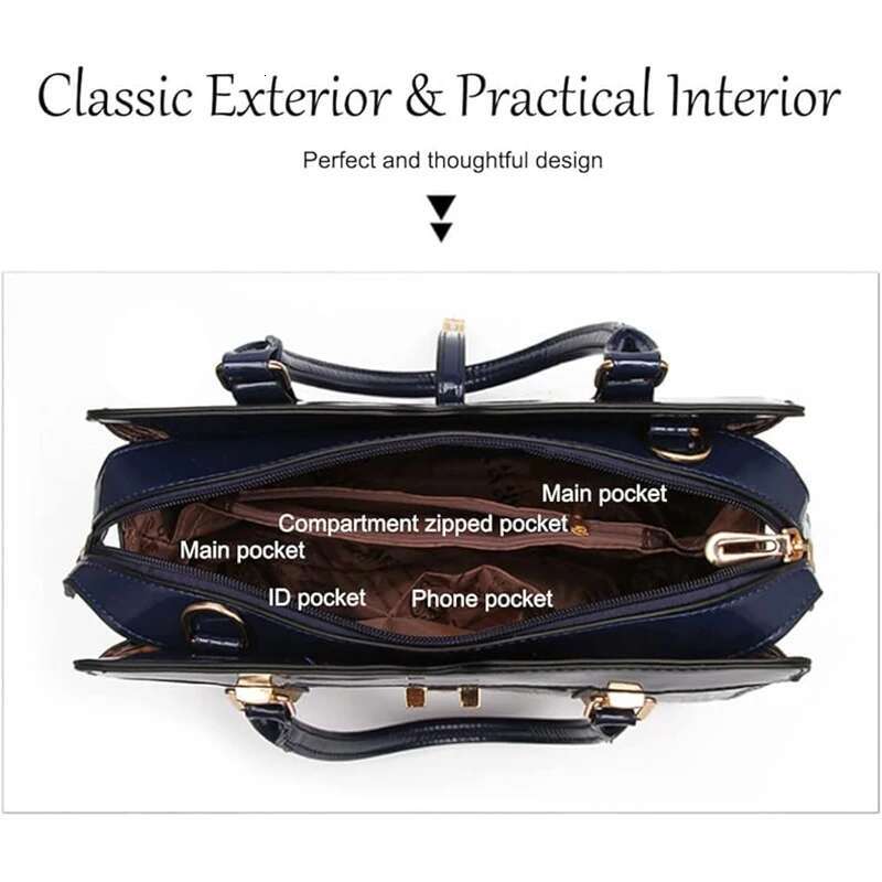 2025 new handbag shiny leather women's handbag wallet shoulder bag designer women's upper handle bag commuting shopping3