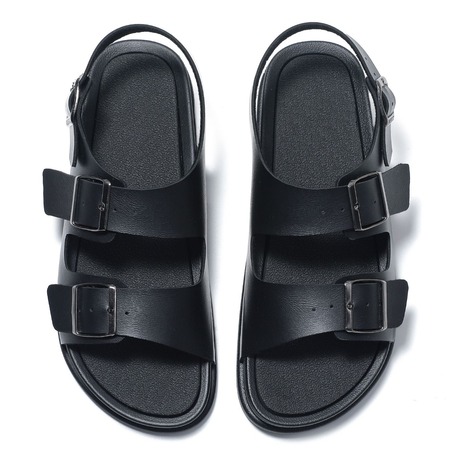 Designer men's sandals wearing metal buckle leather soft sole non-slip casual sandals men's black camel 2025 new model
