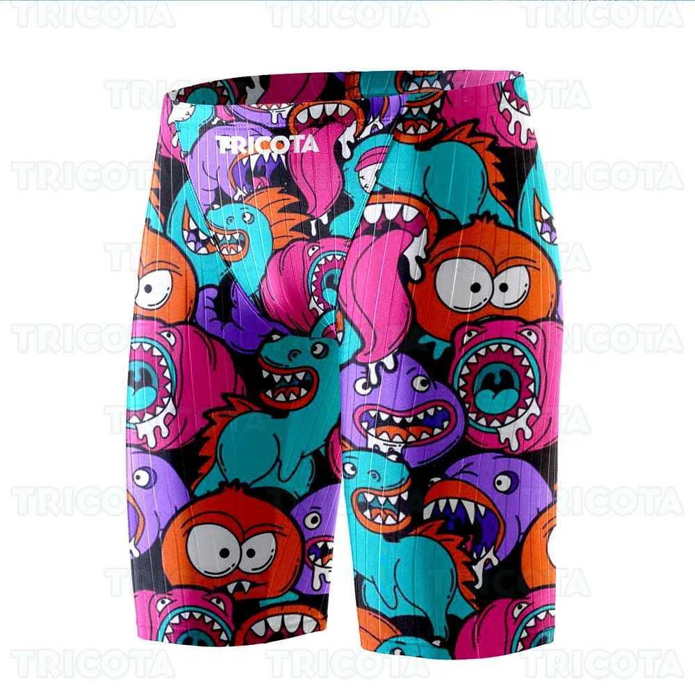 Mens Beach Backbone Swimming Jammer Shorts Training Endurance Sports Jammer Swimsuit UV Quick drying Tight Surfing ShortsW250410
