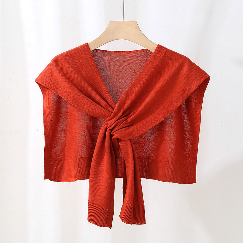 K358 2025 new air-conditioned room knitted shawl female outerwear decorative scarf summer Korean version solid color sunscreen shawl wholesale