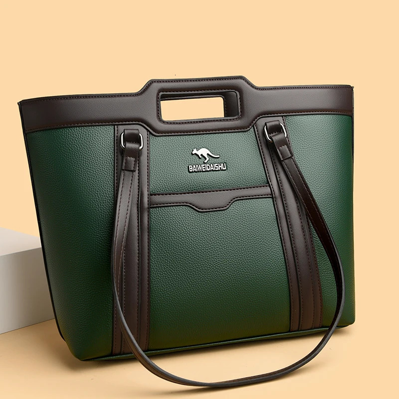 Ladies fashionable genuine leather handbag largecapacity crossbody bag middleaged mothers singleshoulder armpit 251110