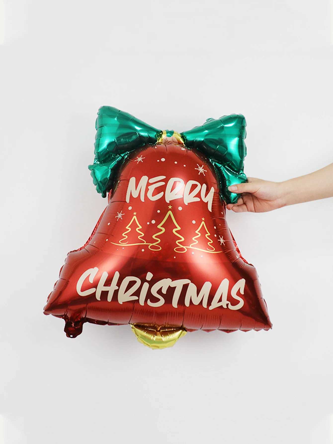 Christmas 1/2pcs Christmas Balloon Bow and Bell Foil Balloon Christmas Gift Decoration Bow Theme Party Decoration Christmas Gift Y251111