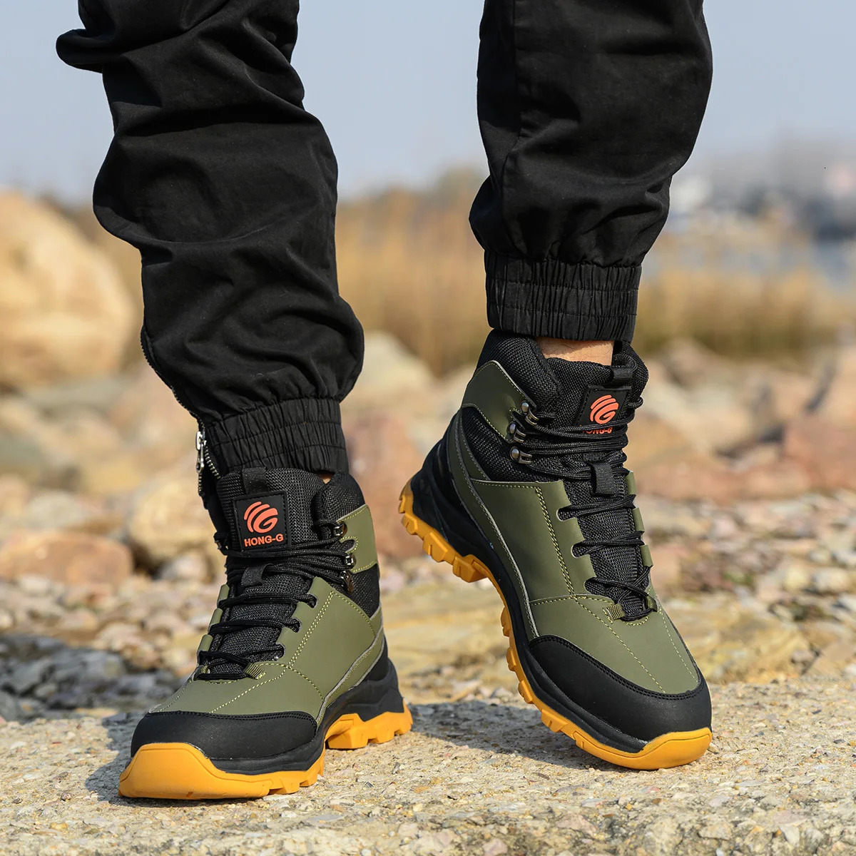 Rotary Buckle Men Work Boots Safety Steel Toe Safety Shoes Indestructible Shoes Anti-smash Puncture-Proof Work Shoes 38-47 251107