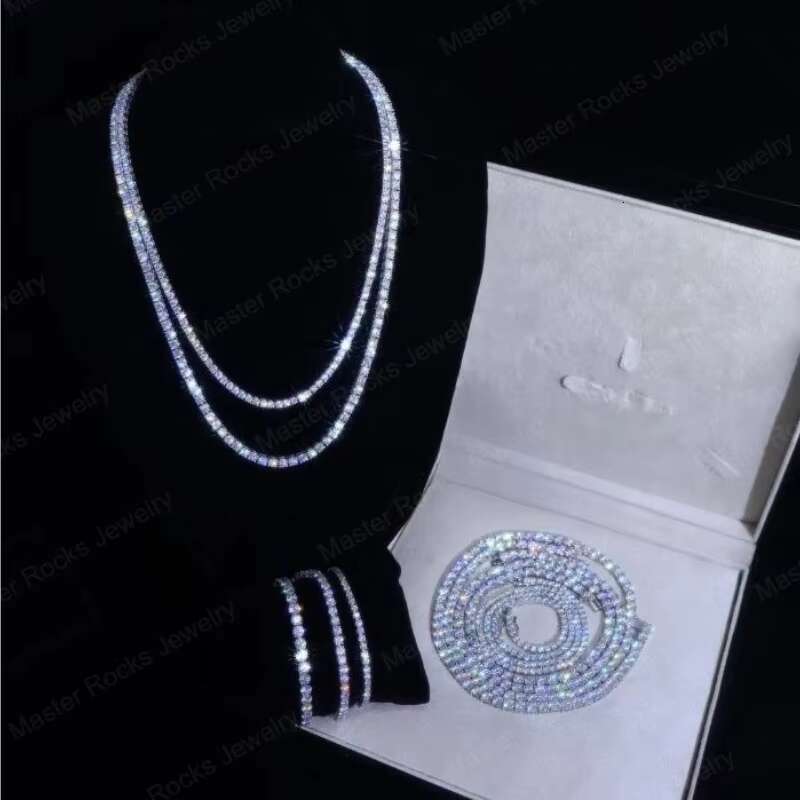 5mm Tennis Necklace 925 Sterling Silver Diamond Necklace Iced Out Dope Moissanite Tennis Chain