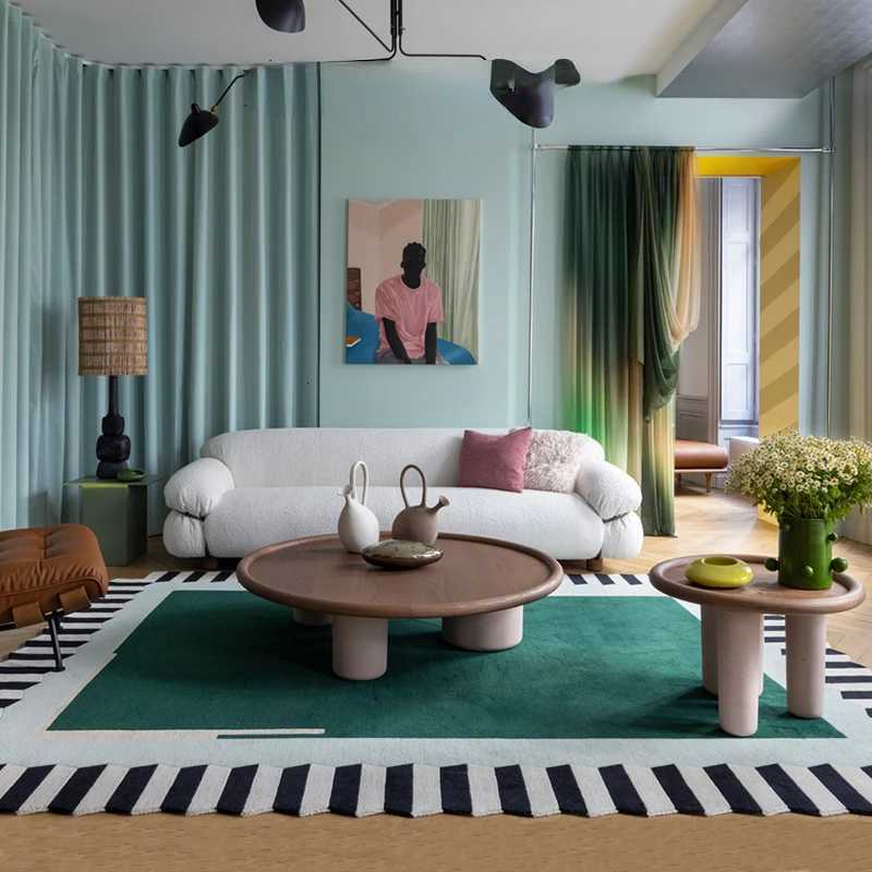 American Retro Carpets Living Room Thicken Flannel Floor Mat Home Lounge Rug Irregular Bedroom Decor Anti-slip Carpet Office Y251110