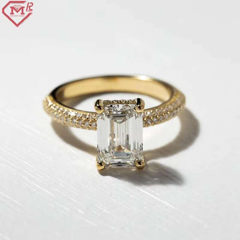 Fine Jewelry Lab Grown Diamond Ring IGI 2ct Emerald Cut 925 Silver Customize Design Diamond Ring