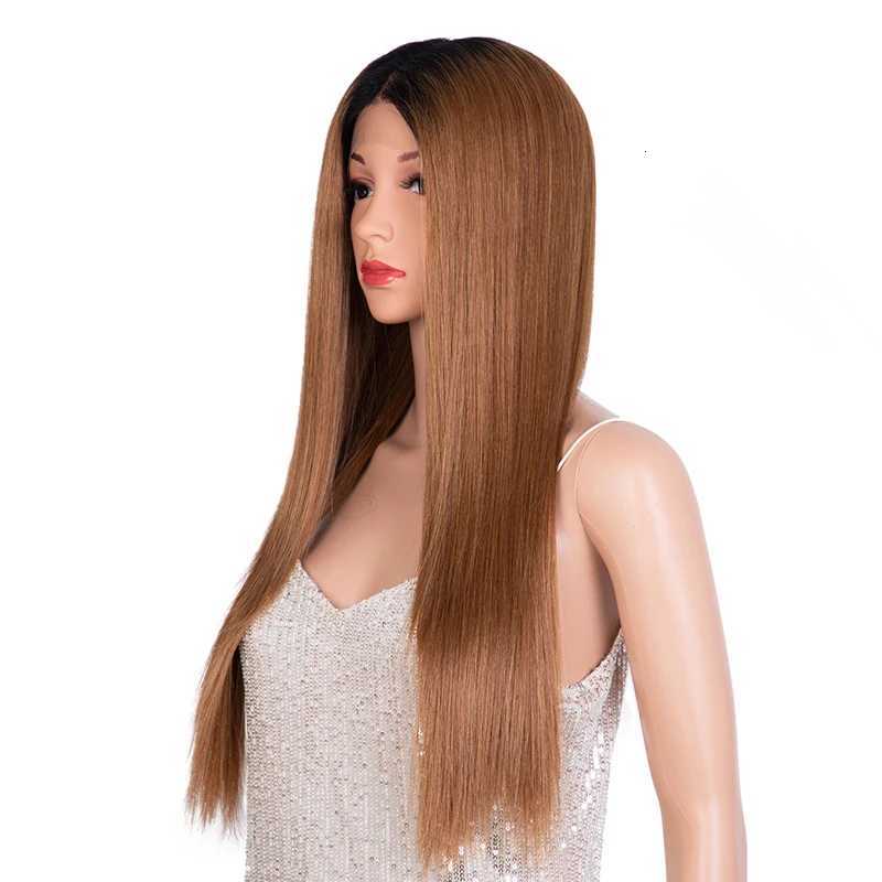 Synthetic Lace Front Wigs For Black Women Brown Blonde Color Hair Long straight Wig 28inch Lace Wig Heat Resistant Cosplay WigsT251111