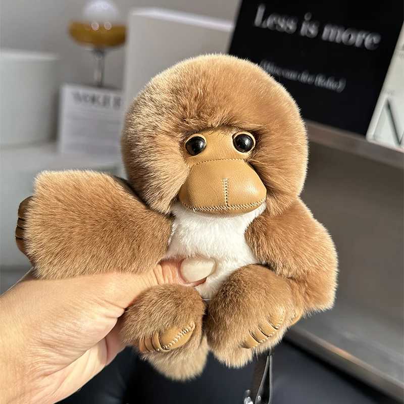 New fluffy keychain rabbit fur chain keychain cute little monkey car keychain backpack pendant accessories childrens gift W250411