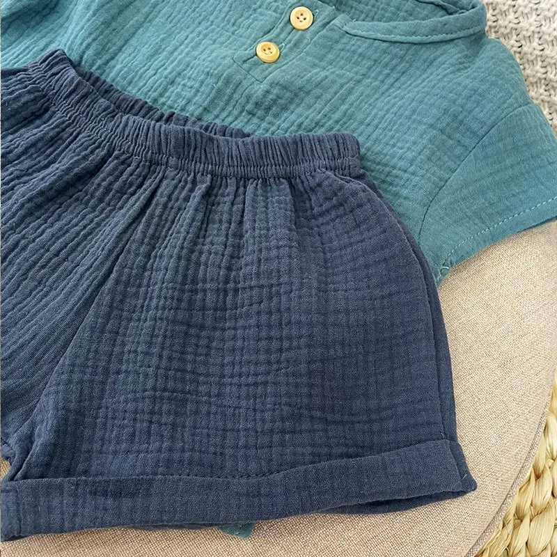 100% cotton boys and girls summer set 2025 new baby casual breathable T-shirt+shorts 2-piece set childrens clothing WT764XJ250410