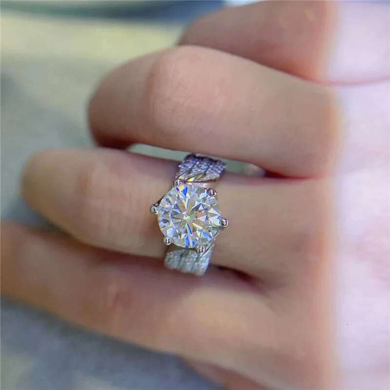 5CT Moissanite Womens Ring Color Moissanite Pass Diamond Pen Top Quality Marriage Proposal Engagement Moissanite Ring for Women