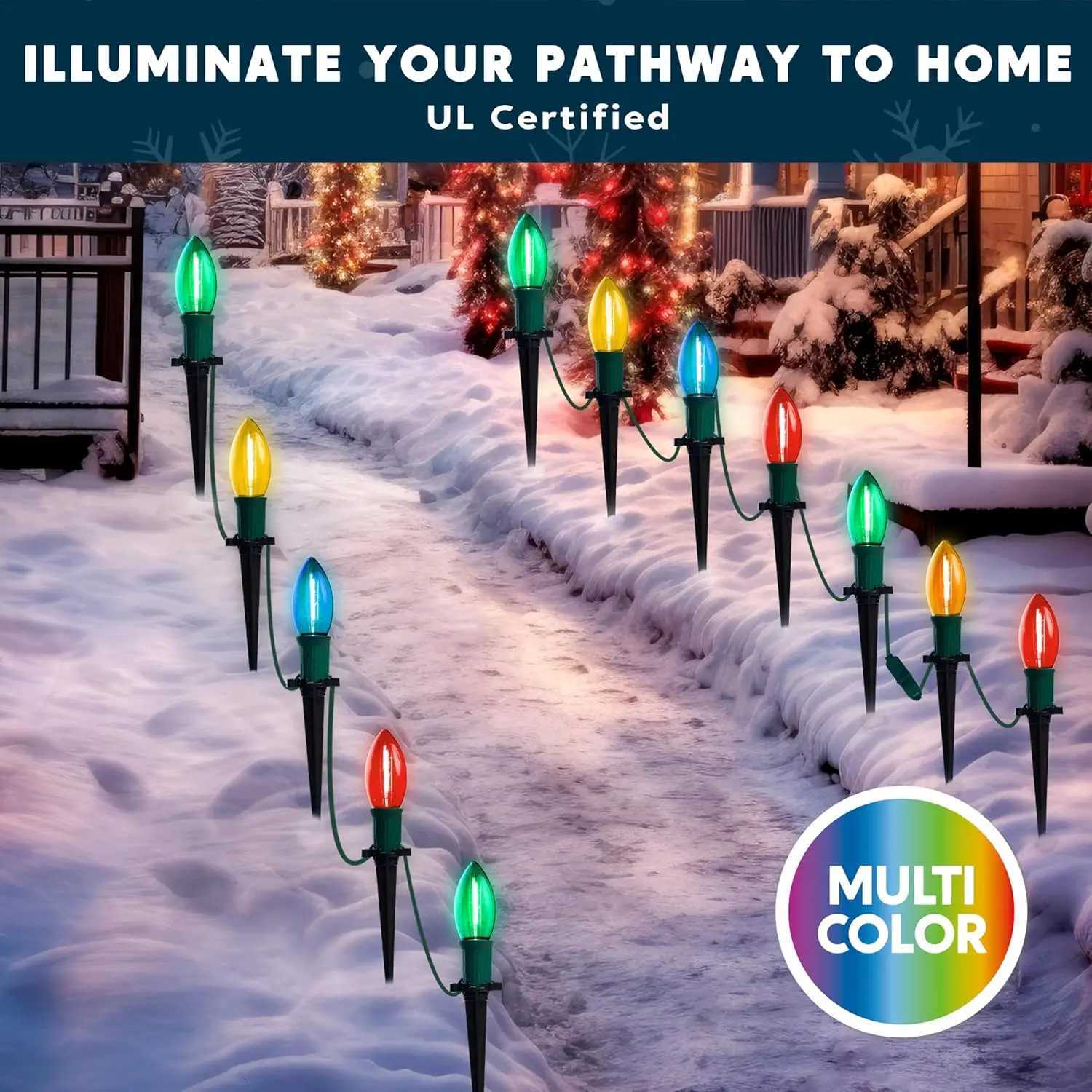 Christmas JOYFY C9 Christmas Pathway Marker String Lights 3075ft 24 Outdoor Multicolor with Stakes for Holiday Waterproof Outside Garden Y251111