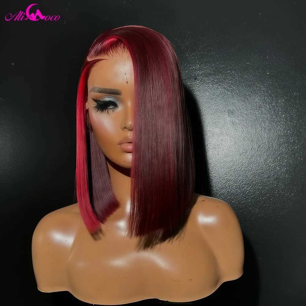 Highlight Red 99J Bob Wig Human Hair 180 Density 13x4 Lace Front Wigs for Women Straight Short Bob Wig Human Hair WigsT251111