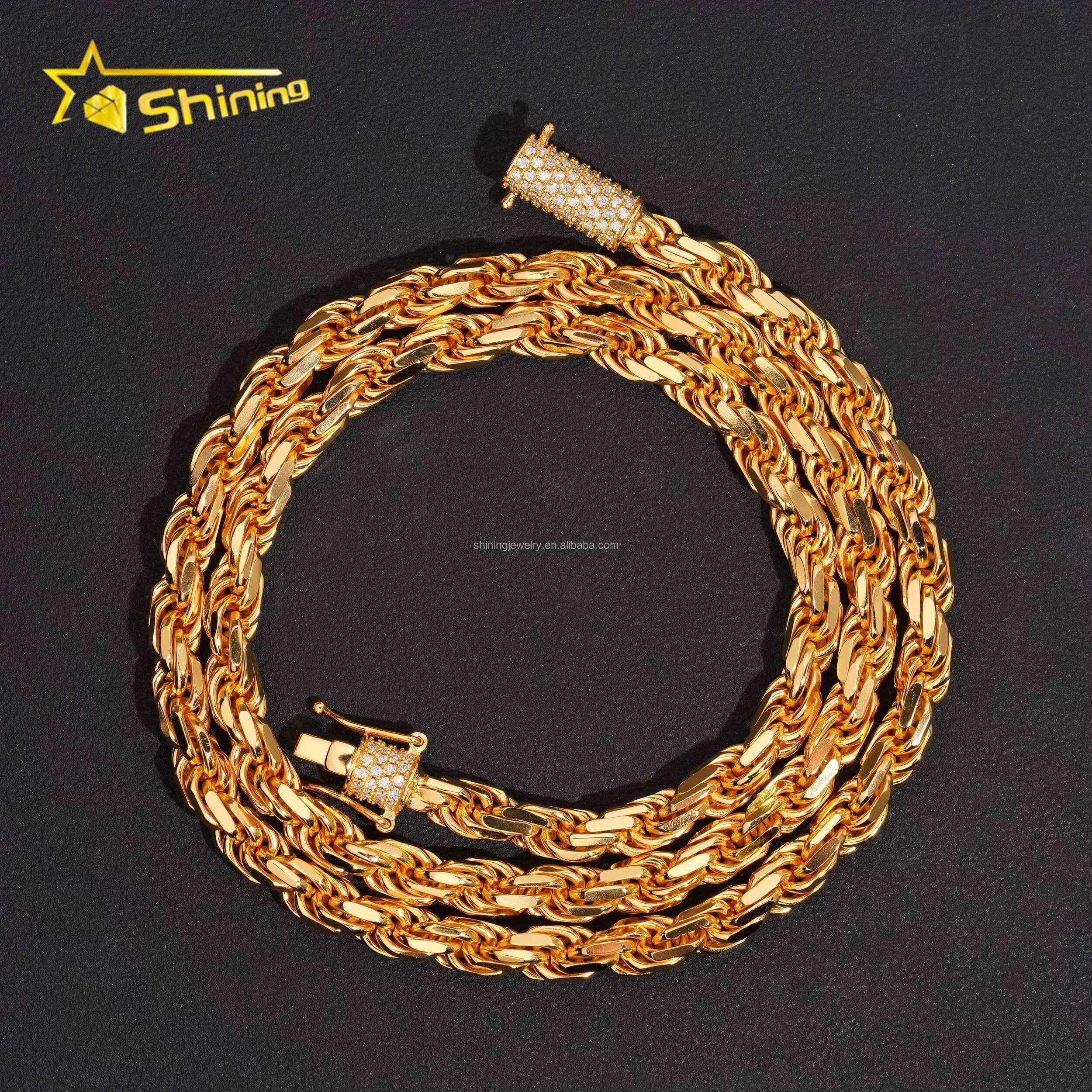 6mm Hot Selling Trendy Fire Jewelry GRA Certificate S925 Sterling Hip Hop Iced Out VVS Moissanite Clasp Rope Chain Bracelet