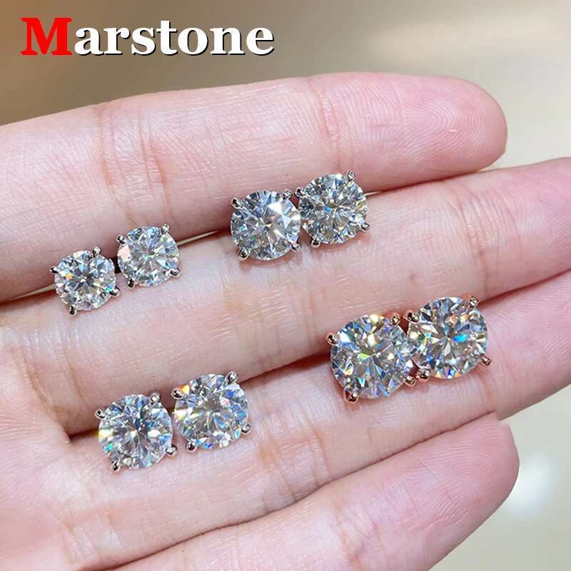 0.5-2CT Premium Moissanite Diamond Stud Earings for Women Original 925 Silver Plated 18k White Gold Top Quality Thread Earrings