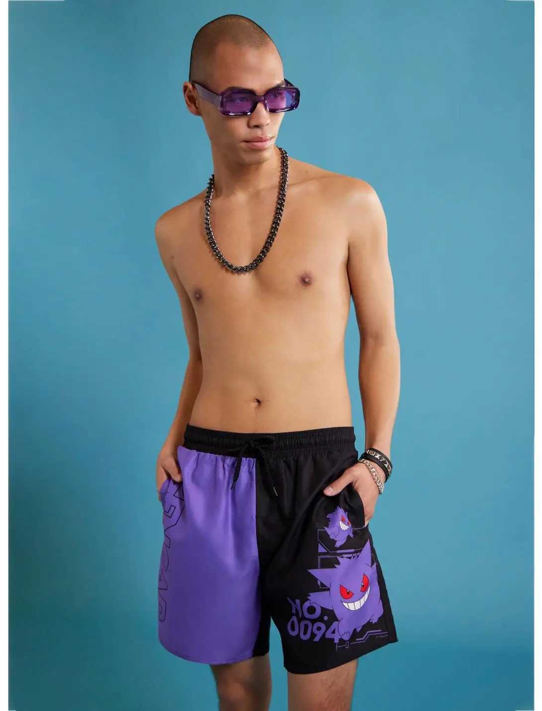 24/25 Summer Cool Shorts Original Vacation Quick Dry Beach Pants Unisex Pocket Monsters Gengar Split Swimming PantsW250410