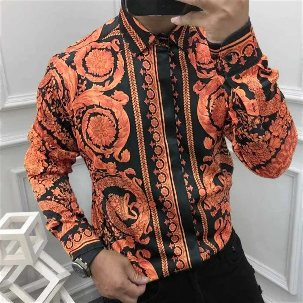 2024 Fashion Mens Luxury Shirts Image Print Mens Long Sleeve Lapel Shirts Casual Party Street Hawaiian Shirts Plus Size S-5XL K251110