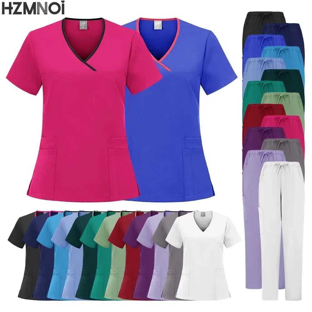 Fashion Medical Women Scrubs Uniform Hospital Doctors Clothes Nurses Accessories Dental Clinic Beauty Spa Sn Workwear Sets X250410