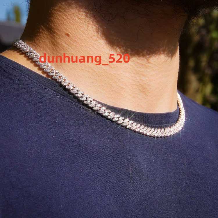 Yu Ying Wholesale Price 925 Silver Single Rows 6.5mm 10mm Wide Moissanite Diamond Necklace Cuban Link Chain for Mens/women