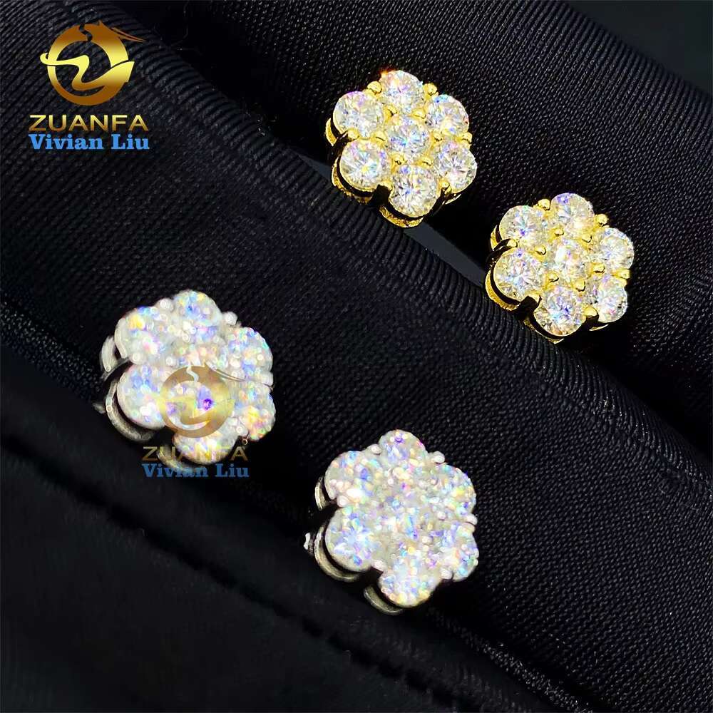 Pass Diamond Tester 925 Sterling Silver Fine Jewelry Luxury With White Vvs Moissanite Jewellery Diamond Stud Earrings
