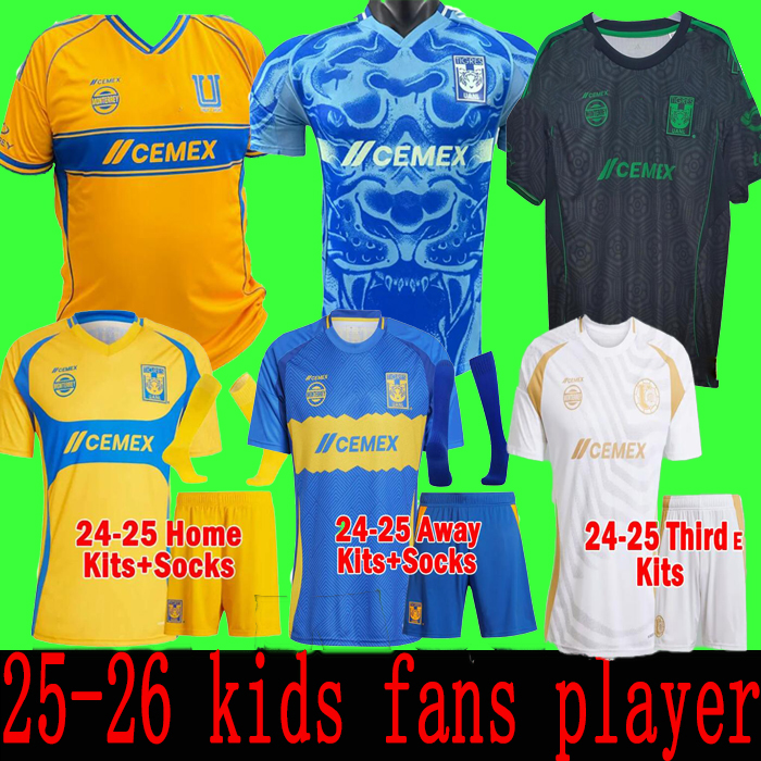 25 26 GIGNAC Tigres UANL soccer jerseys LIGA MX S. CORDOVA Player Version Football Shirts goalkeeper NAHUEL OZZIEL RES Men Uniforms kids kits