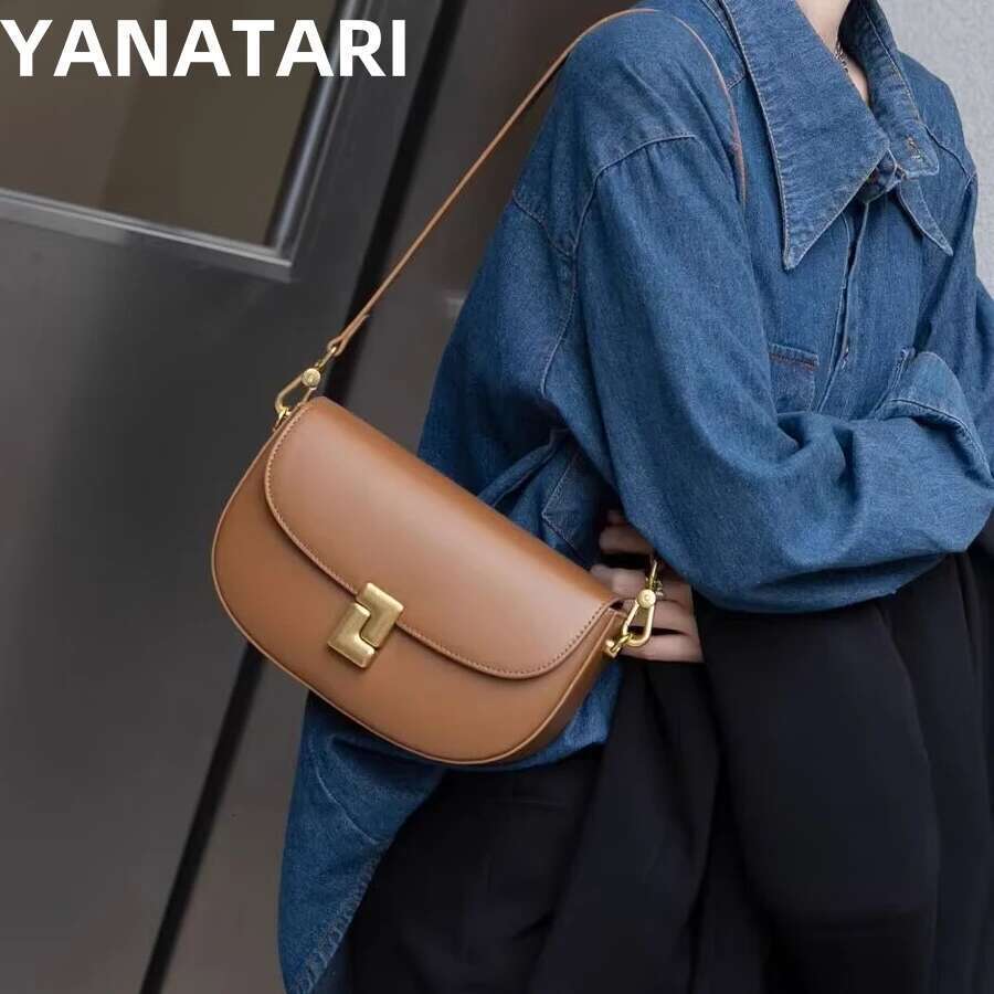 Designer Bag YANATARI Genuine Leather Shoulder Woman Minimalist Crossbody Cowhide Female Dumpg Bag