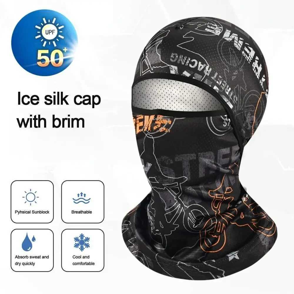 Summer Cool Balaclava Ice Silk Cycling Full Face Cap Sun Anti-UV Protection Sports Face Cover Headwear Bike Motorcycle Mens Hat S251110