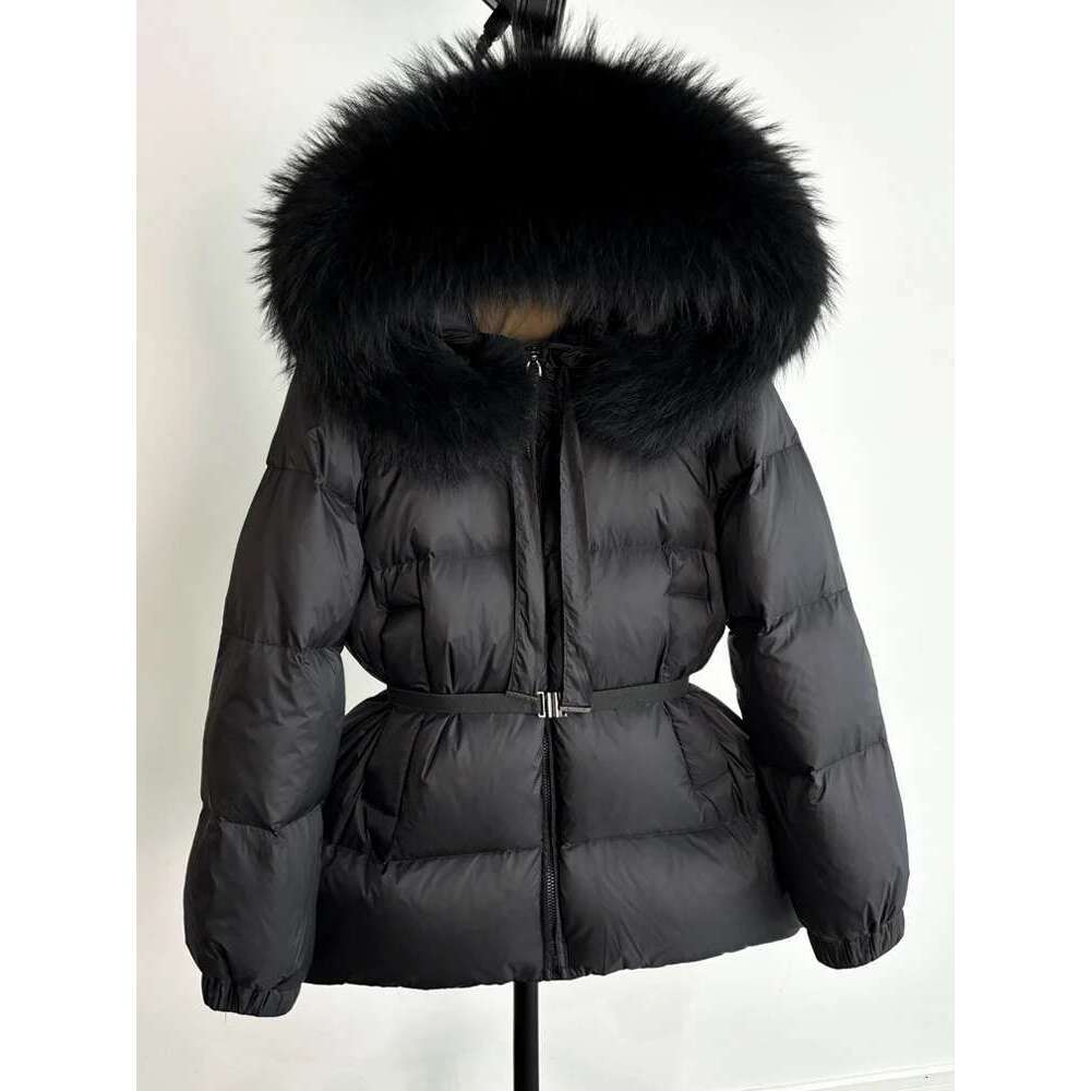 Janveny Huge Real Raccoon Fur Hooded 2024 Short Puffer Jacket Women 90% Duck Down Coat Winter Female Feather Parkas Waterproof