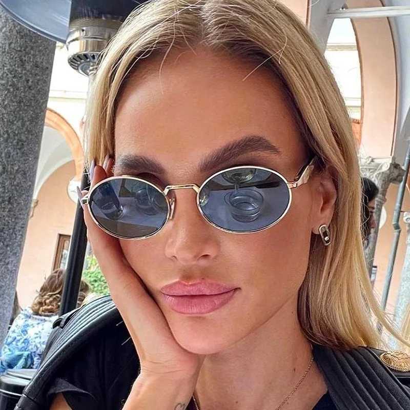 Cross Border New Oval Hot Style Lens Small Round Metal Fashion Sunglasses for Men and Women