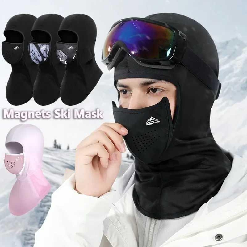 Winter Fleece Hat Balaclava Face Mask Neck Warmer Magnets Ski Mask Breathable Windproof Mask Head Cover Sport Cycling Ski Scarf S251110