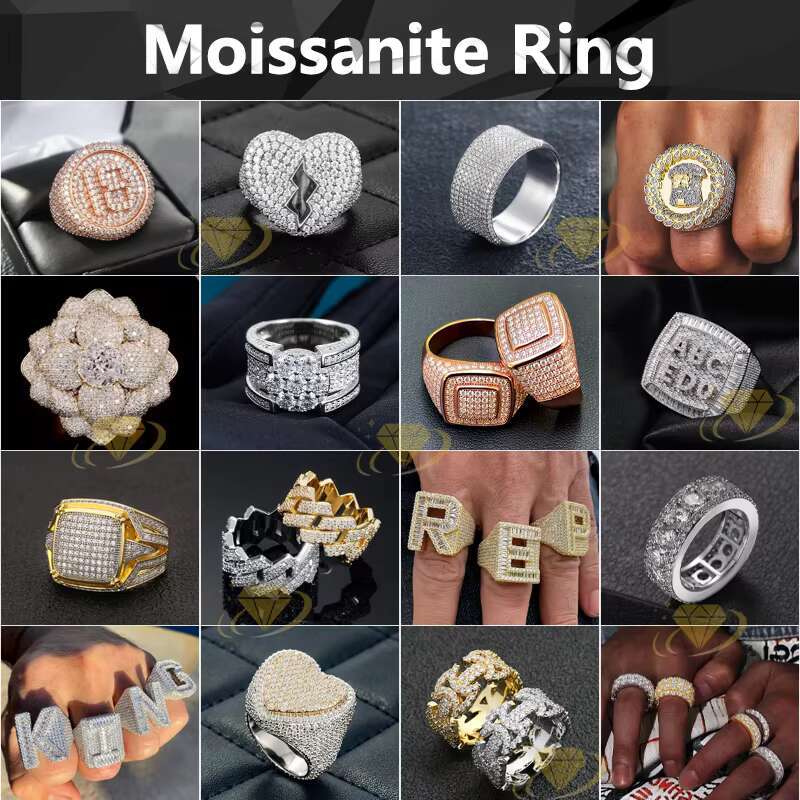 classics Jewelry GRA 925 Sterling Rose Gold Plated Iced Out Diamond Moissanite Fully Iced Band Ring For Man And Women