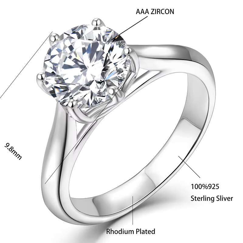 Gemstone Jewelry Sterling Silver Custom S925 Classic Simple Moissanite Engagement Wedding Ring for Women Fine Jewelry