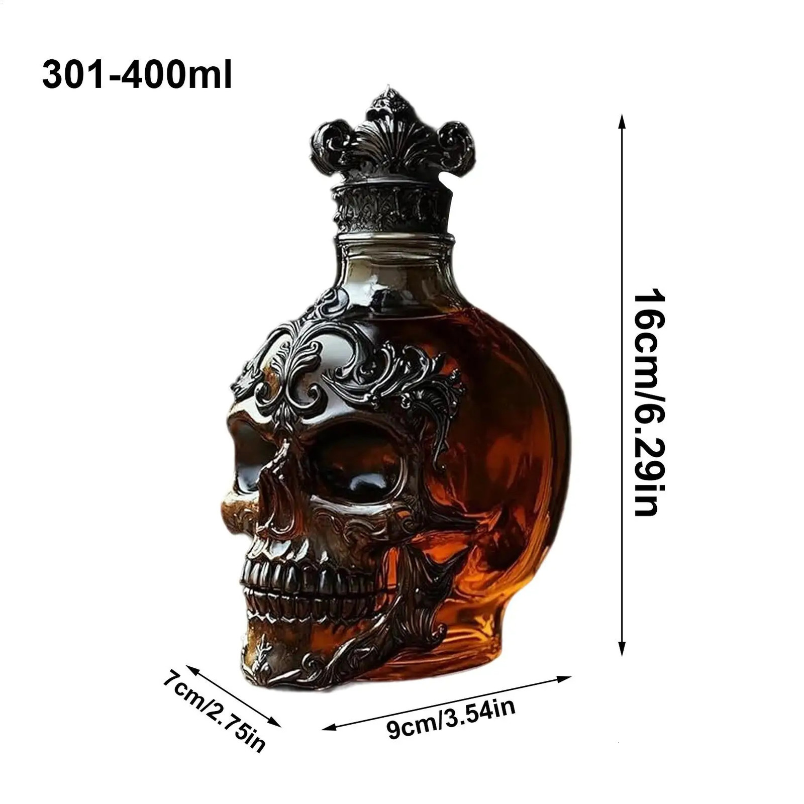 Halloween Decorations Skull Decanter Skull Shaped Whiskey Decanter Bottle Handcrafted Gothic Glass Bottle for Home Bar Bourbon 251104