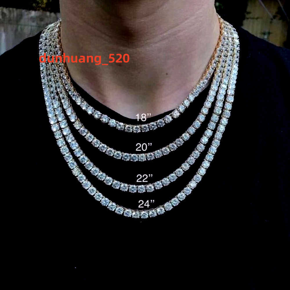 Nc37 Fashion Luxury Jewelry Tenis Chain Moissanite 4mm Hip Hop Stainless Steel Mossonite Tennis Necklace