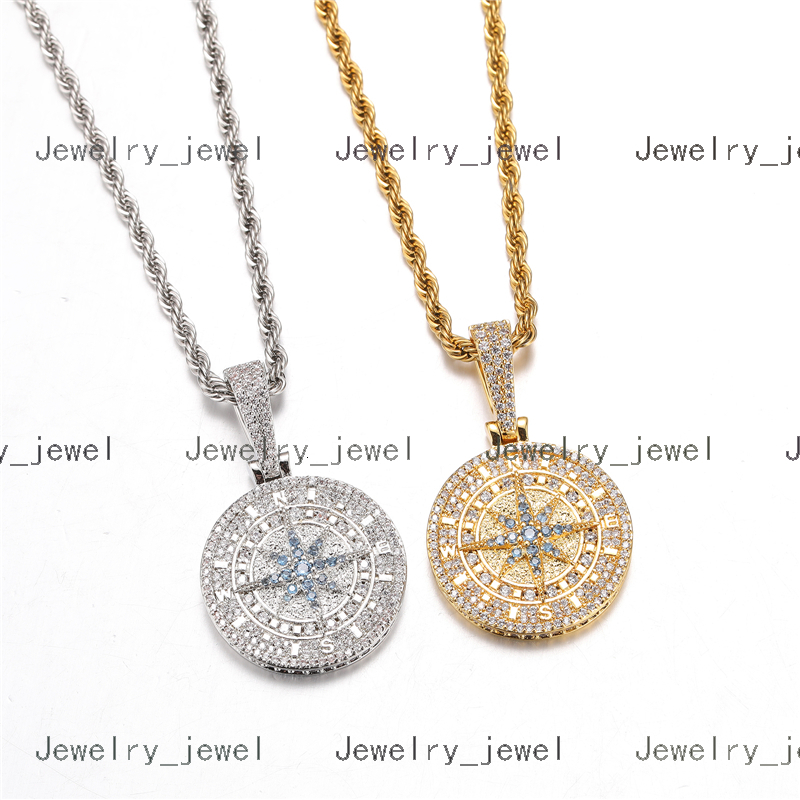 De GRA Certificate Hip Hop Jewelry Mens 925 Sterling Silver VVS Moissanite Diamond Iced Out Diamond Compass Pendant Necklace