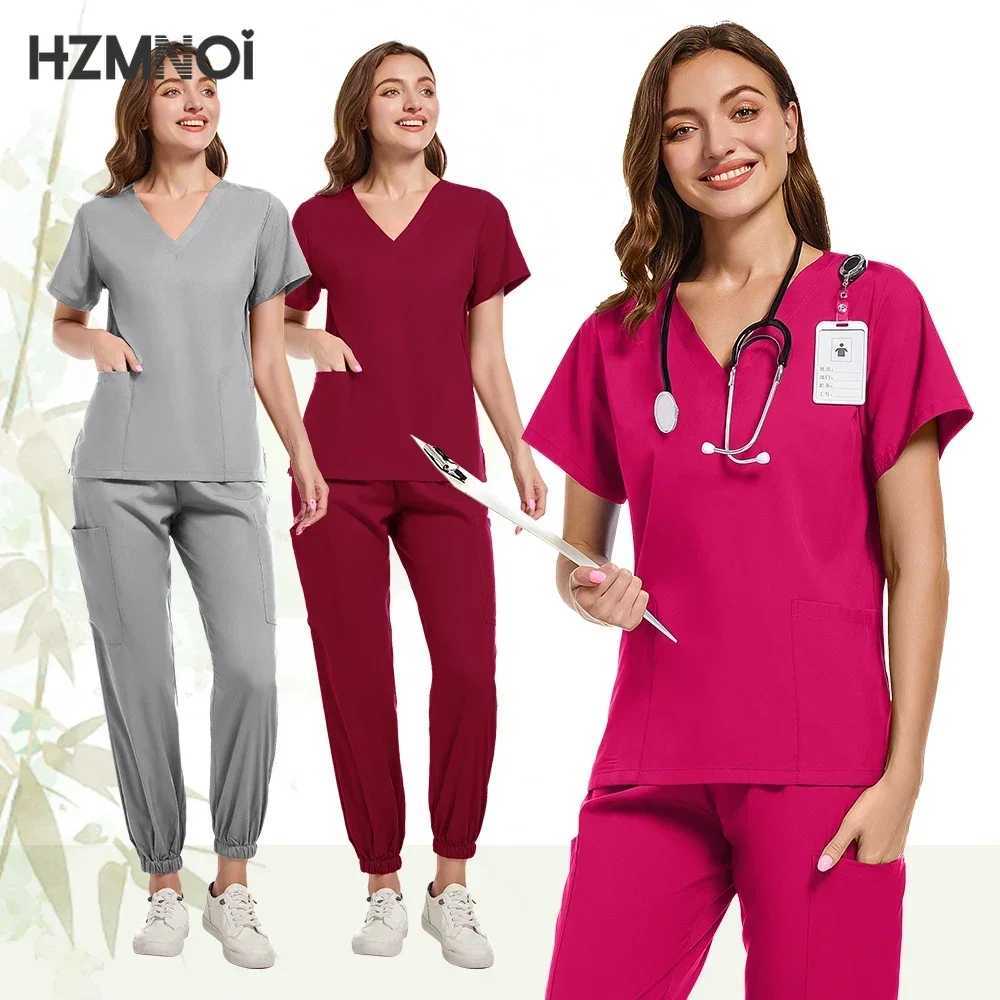 Elasticity Work Uniform Women Wear Scrub Suits Hospital Doctor Nurse Uniforms Medical Surgical Set Nursing Accessories X2504101